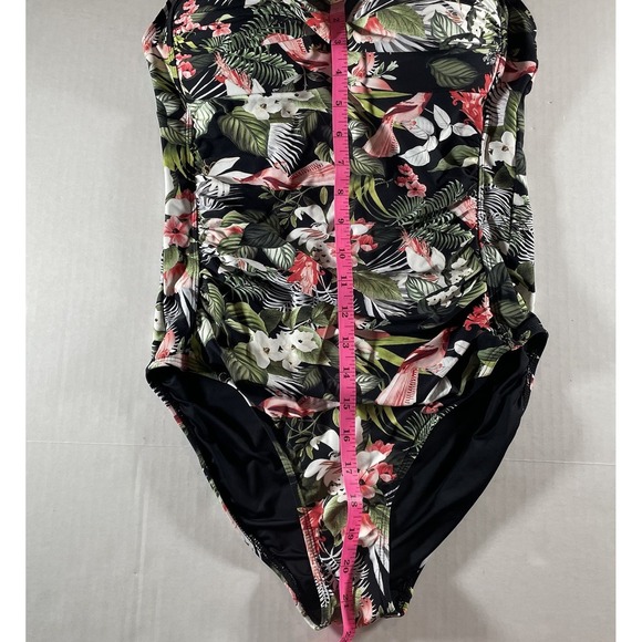 NipTuck Swim Joann Tummy Control One Piece Black Isle of Waimea Floral Size 8 - Picture 5 of 8